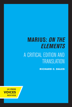 Paperback Marius: On the Elements: A Critical Edition and Translation Volume 10 Book