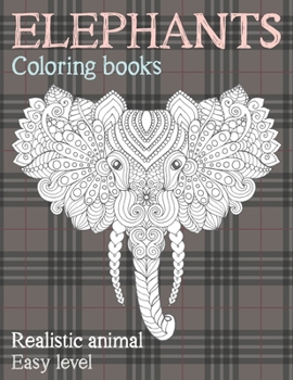 Paperback Realistic Animal Coloring Books - Easy Level - Elephants Book