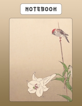Notebook: Japanese Writing Practice Large Note Book - Genkouyoushi Paper For Kanji Characters & Kana Script - Beautiful Bird And Flower Scene