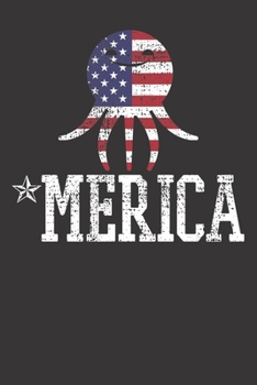 Paperback Notebook: Octopus USA Flag Merica 4th Of July Squid Gift Dot Grid 6x9 120 Pages Book