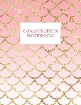 Paperback Composition Notebook: Wide-Ruled Coral Mermaid Style Fish Scale Design Book