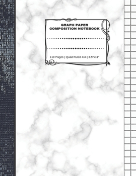 Graph Paper Composition Notebook: 110 Pages | Quad Ruled 4x4 | 8.5" x 11": Marble Large Notebook with Grid Paper | Math Notebook For Students