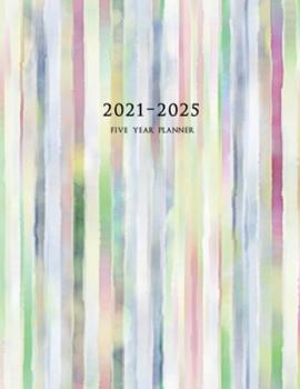Paperback 2021-2025 Five Year Planner: Large 60-Month Monthly Planner with Colorful Stripes Book