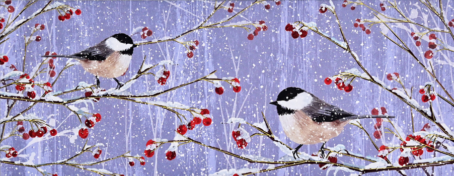 Hardcover Snowy Chickadees Panoramic Boxed Holiday Cards (20 Cards, 21 Self-Sealing Envelopes) [With Envelope] Book