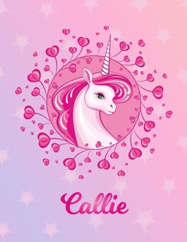 Paperback Callie: Unicorn Large Blank Primary Sketchbook Paper - Pink Purple Magical Horse Personalized Letter C Initial Custom First Na Book