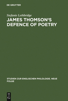 Hardcover James Thomson's Defence of Poetry: Intertextual Allusion in »The Seasons« Book