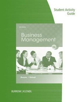 Paperback Student Activity Guide for Burrow/Kleindl's Business Management, 13th Book