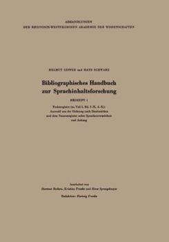 Paperback Bibliographisches Handbuch Zur Sprachinhaltsforschung: Beiheft 1 [German] Book