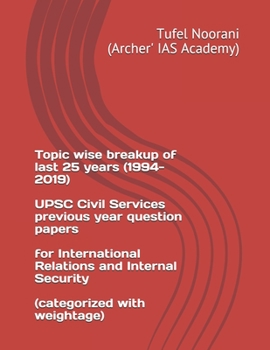 Topic wise breakup of last 25 years (1994-2019) UPSC Civil Services previous year question papers for International Relations and Internal Security (categorized with weightage)