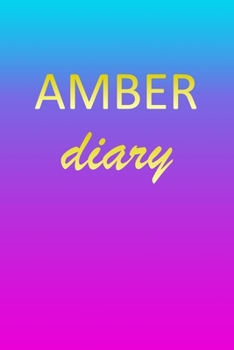 Paperback Amber: Journal Diary - Personalized First Name Personal Writing - Letter A Blue Purple Pink Gold Effect Cover - Daily Diaries Book