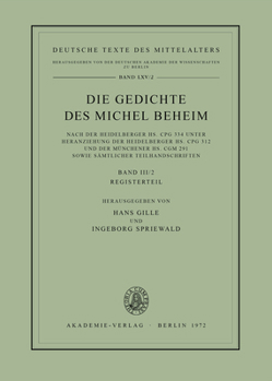 Die Gedichte Des Michel Beheim, Band III/2, Registerteil