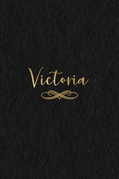 Victoria: Personalized Journal to Write In | Black Gold Custom Name Line Notebook