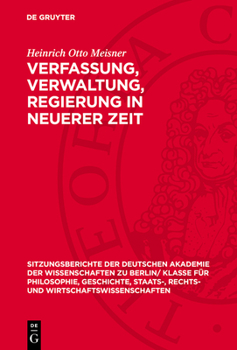 Hardcover Verfassung, Verwaltung, Regierung in Neuerer Zeit [German] Book