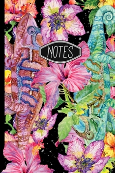 Notes: Flowers and Chameleon Notebook 6"x9" 120 Lined Pages