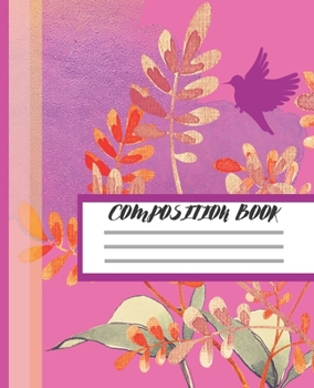 Composition Notebook: PURPLE BIRD & LEAVES ON PURPLE TEXTURED CLOUDS AND SKY DESIGN PRINT COVER 7.5 x 9.25 WIDE-RULED PAGES WORKBOOK, JOURNAL, NOTEBOOK INCLUDES BELONG TO PAGE AND CLASS SCHEDULE PAGE