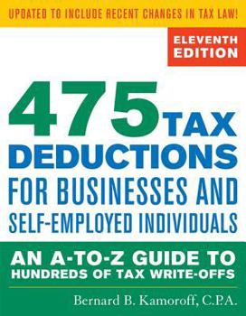 Paperback 475 Tax Deductions for Businesses and Self-Employed Individuals: An A-To-Z Guide to Hundreds of Tax Write-Offs Book