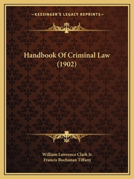 Paperback Handbook of Criminal Law (1902) Book