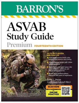 Paperback ASVAB Study Guide Premium, Fourteenth: 7 Practice Tests + Comprehensive Review + Online Practice (Barron's Test Prep) Book