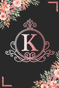 K: Watercolor Flower & Marbel - Motivational and Inspirational Trendy Monogram Initial Letter Women & Girls Coworker Office Funny Notebook Wide Ruled ... Idea in Holidays Birthday Or Anniversary 2020