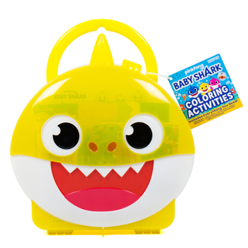 Baby Shark Coloring Case by Horizon Group USA Ultimate Activity Case Includes 6 Mini Markers, 6 Mini Crayons, 50 Pages Coloring Pad, On The Go Case & More, Multicolored