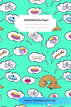Sleep Dog Theme Wide Ruled Line Paper