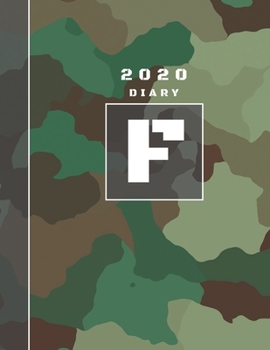 Personalised 2020 Diary Week To View Planner: A4  Letter F Green And Brown Camo Camouflage Organiser And Planner For The Year Ahead, School, Business, Office, Work, University