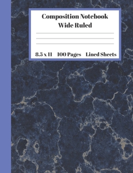 Paperback Composition Notebook Wide Ruled Lined Sheets: Pretty Under 11 Dollar Gifts Blue Marble Blue Stripe Notebook Back to School and Home Schooling Journal Book