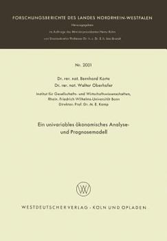 Paperback Ein Univariables Ökonomisches Analyse- Und Prognosemodell [German] Book