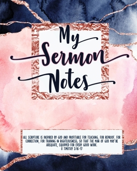 Paperback My Sermon Notes: For Women, Ladies. Pages for ONE FULL YEAR! Special holiday pages and Bible study quick reference sheets. Pink/Navy Book