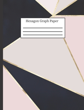 Hexagon Graph Paper: Hexagonal Notebook Paper: 0.2 Hexes, Small Hex Grid Note Book Pad: 8.5 x 11 108 Pages, Pretty Navy Pale Pink Geometric Lines