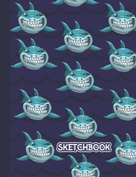 Paperback Sketchbook: Cool Blank Notebook for Sketching and Picture Space with Funny Shark Pattern and Waves, Unlined Paper Book for Drawing Book