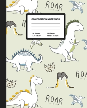 Paperback Composition Notebook: Dinosaurs - Wide Ruled Paper Journal - Blank Lined Workbook for Teens Kids Students Girls, for Home School & Writing N Book