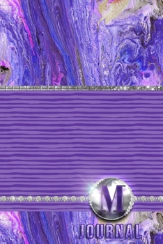 M Journal: Purple Acrylic Pour Abstract Art - Letter M Initial Monogram Lined Notebook