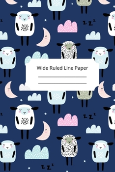 Cute Sleep Sheep Theme Wide Ruled Line Paper