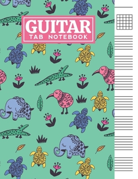 Guitar Tab Notebook: Blank 6 Strings Chord Diagrams & Tablature Music Sheets with Amusing Animals Themed Cover Design