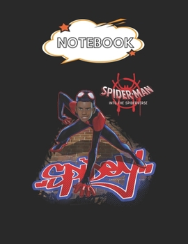 Paperback Notebook: Marvel Spiderman Spiderverse Miles Morales Climb Blank Comic Notebook for Kids Marble Size Blank Journal Composition B Book