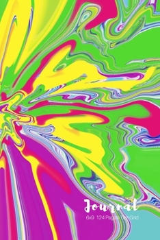 JOURNAL: DOT GRID JOURNAL- 6 X 9 - 120 Pages - Bullet Style Journal - Beautiful Marble Swirl Art Design In Bright Colors In A Glossy Finish Cover