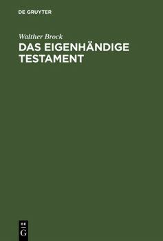 Hardcover Das eigenhändige Testament [German] Book