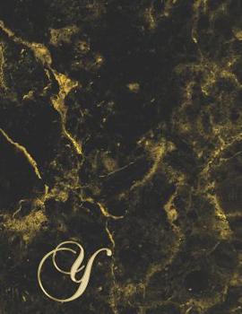 Paperback Y: College Ruled Monogrammed Gold Black Marble Large Notebook Book