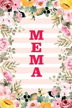 MEMA: Family Relationship Word Calling Notebook, Cute Blank Lined Journal, Fam Name Writing Note (Pink Flower Floral Stripe Style)