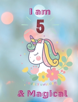 Unicorn SketchBook: I Am 5 & Magical With Unicorn Inside More Space for Sketching and Drawing and Writing Journal for Kids and Girls Marble Size 8.5in x 11in with 110 Pages