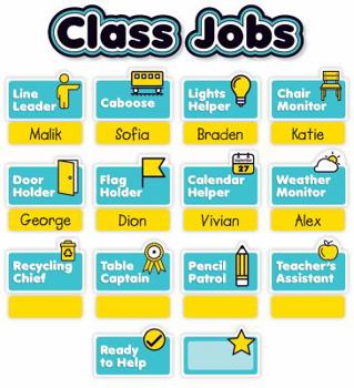 Paperback Aqua Oasis Class Jobs Mini Bulletin Board Book