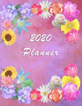 2020 Planner: Daily Weekly and Monthly Planner - January 2020 to December 2020  -  Organizer & Diary - To do list - Notes - Month's Focus - Elegant Watercolor Pink Roses with Flower Composition