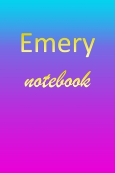 Emery: Blank Notebook | Wide Ruled Lined Paper Notepad | Writing Pad Practice Journal | Custom Personalized First Name Initial E Blue Purple Gold  | ... Homeschool & University Organizer Daybook