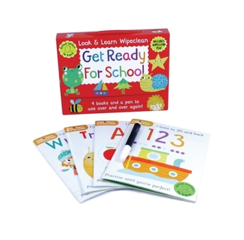 Paperback Get Ready for School: Four Books and a Pen to Use Over & Over Again! [With Wipe Clean Pen] Book