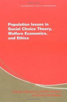 Hardcover Population Issues in Social Choice Theory, Welfare Economics, and Ethics Book