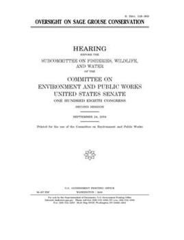 Oversight on sage grouse conservation