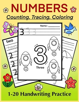 Paperback NUMBERS - Counting, Tracing, Coloring. 1-20 Handwriting Practice: Number Tracing Book for Preschoolers and Kids, Numbers Practice Workbook Book