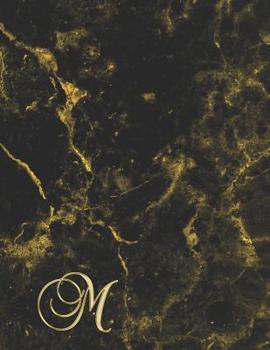 Paperback M: College Ruled Monogrammed Gold Black Marble Large Notebook Book