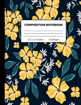 Composition Notebook: Pretty Wide Ruled Paper Notebook Journal Wide Blank Lined Workbook for Teens Kids Students Girls for Home School College for Writing Notes 8.5 x 11, 110 pages